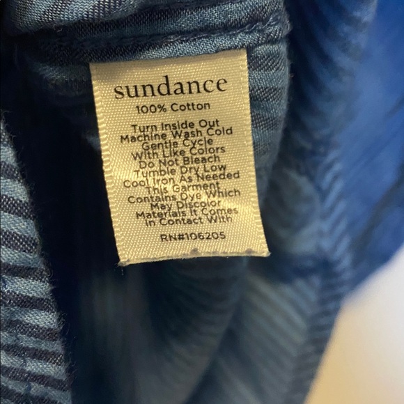 Sundance Button Up Shirt Women XL Blue Striped 100% Cotton Oversized Long Sleeve - Picture 8 of 13
